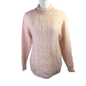 Michelle Stuart Vintage Mohair Sweater Size Large Acrylic Pink Cable Knit